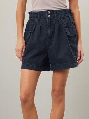 BLANKNYC 'Midnight Silence' High Waist Denim Paperbag Cargo Shorts - Navy